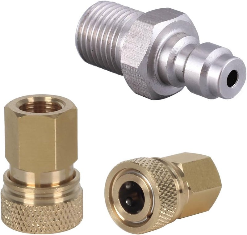RecDec 2 Pack 8mm Quick Disconnect to 1/8 NPT Adapter Set Screw Connector QD Fitting Plug Adaptor for High Pressure Air Compressor PCP Rifles Hand Pump Paintball Charging Fill Whip Hose - Image 3